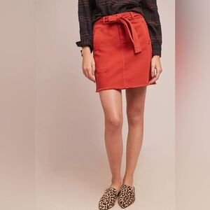 Pilcro Anthropologie Belted Mini Skirt Fall Burnt Orange Size 00 EUC